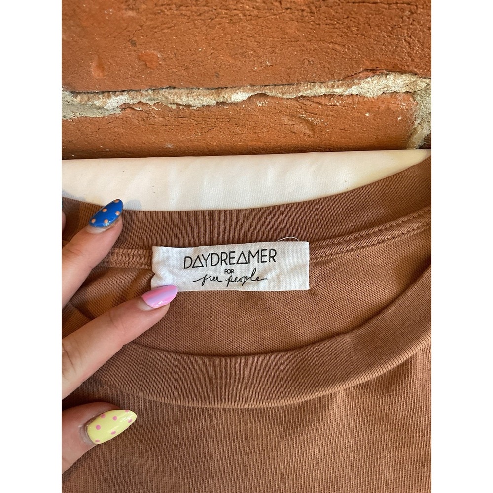 Free People Rust Brown Desert Graphic Tee with Green and Mustard Print - Picture 7 of 9